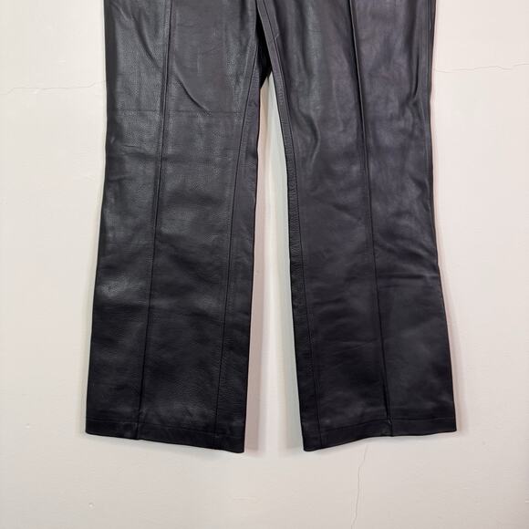 Alexander Wang Black Leather Bootcut Pants Back Patch Size 2 Minimalist NWT - Picture 4 of 12